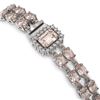 Image 3 : 16.85 ctw Morganite & Diamond Bracelet 14K White Gold - REF-324H4R
