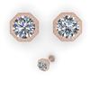Image 2 : 1.0 ctw VS/SI Diamond Stud Earrings Art Deco 18k Rose Gold - REF-147F3M