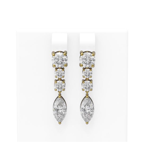 4.5 ctw Marquise Diamond Earrings 18K Yellow Gold - REF-903H3R