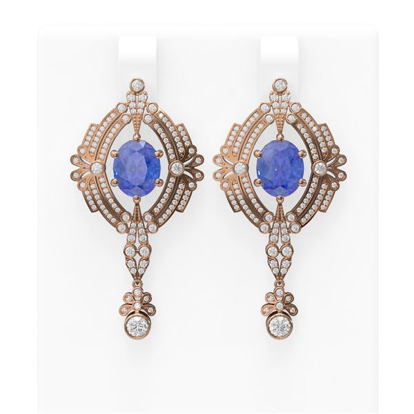 11.29 ctw Tanzanite & Diamond Earrings 18K Rose Gold - REF-627A3N