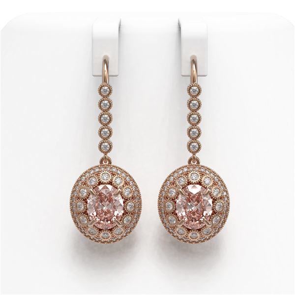 7.85 ctw Morganite & Diamond Victorian Earrings 14K Rose Gold - REF-317H5R