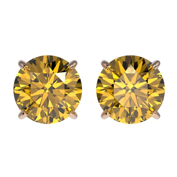 1.92 ctw Certified Intense Yellow Diamond Stud Earrings 10k Rose Gold - REF-294M5G