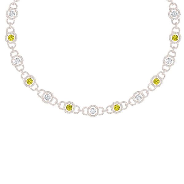 25 ctw SI/I Fancy Yellow Diamond Necklace 18K Rose Gold - REF-2280A2N