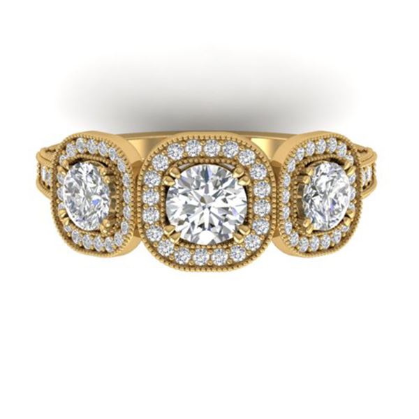 2.25 ctw Certified VS/SI Diamond 3 Stone Micro Ring 14k Yellow Gold - REF-236F2M