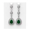 Image 1 : 11.87 ctw Emerald & Diamond Earrings 18K White Gold - REF-509W3H