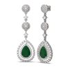 Image 2 : 11.87 ctw Emerald & Diamond Earrings 18K White Gold - REF-509W3H