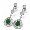 Image 3 : 11.87 ctw Emerald & Diamond Earrings 18K White Gold - REF-509W3H