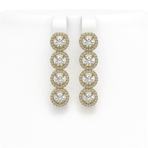 4.52 ctw Diamond Micro Pave Earrings 18K Yellow Gold - REF-345A2N