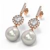 Image 3 : 1.92 ctw Diamond & Pearl Earrings 18K Rose Gold - REF-297H3R