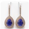 Image 1 : 31.74 ctw Sapphire & Diamond Victorian Earrings 14K Rose Gold - REF-549N8F