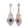 Image 2 : 21.43 ctw Sapphire & Diamond Earrings 18K Rose Gold - REF-890M9G