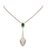 Image 1 : 4.77 ctw Emerald & Diamond Necklace 18K Rose Gold - REF-283A6N