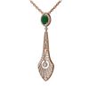 Image 3 : 4.77 ctw Emerald & Diamond Necklace 18K Rose Gold - REF-283A6N