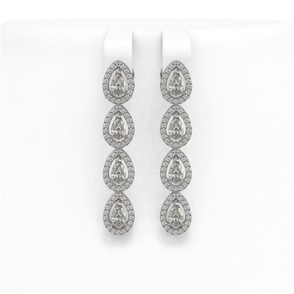 4.52 ctw Pear Cut Diamond Micro Pave Earrings 18K White Gold - REF-381M8G