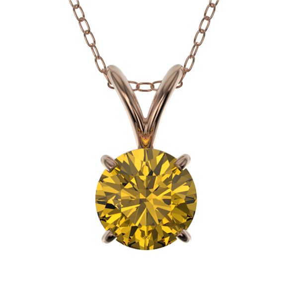 0.79 ctw Certified Intense Yellow Diamond Necklace 10k Rose Gold - REF-82A2N