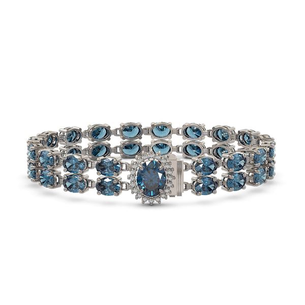 29.22 ctw London Topaz & Diamond Bracelet 14K White Gold - REF-218R2K