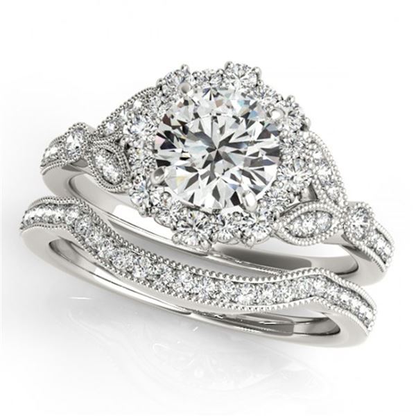 1.69 ctw Certified VS/SI Diamond 2pc Wedding Set Halo 14k White Gold - REF-300F2M