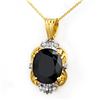 8.59 ctw Blue Sapphire & Diamond Pendant 14k Yellow Gold - REF-121G8W