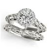 0.62 ctw Certified VS/SI Diamond 2pc Wedding Set Antique 14k White Gold - REF-94F3M