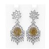 15.11 ctw Canary Citrine & Diamond Earrings 18K White Gold - REF-745G6W