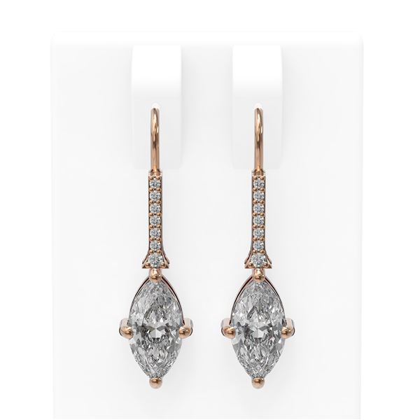 2.18 ctw Marquise Diamond Earrings 18K Rose Gold - REF-594Y3X