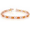 Image 1 : 10.15 ctw Orange Sapphire & Diamond Bracelet 18k Rose Gold - REF-152W8H