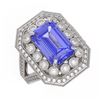 5.86 ctw Certified Tanzanite & Diamond Victorian Ring 14K White Gold - REF-345M5G