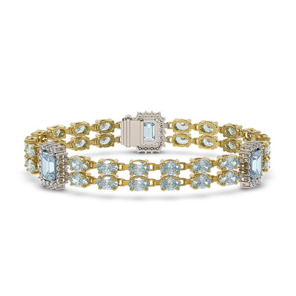 17.68 ctw Sky Topaz & Diamond Bracelet 14K Yellow Gold - REF-230R2K