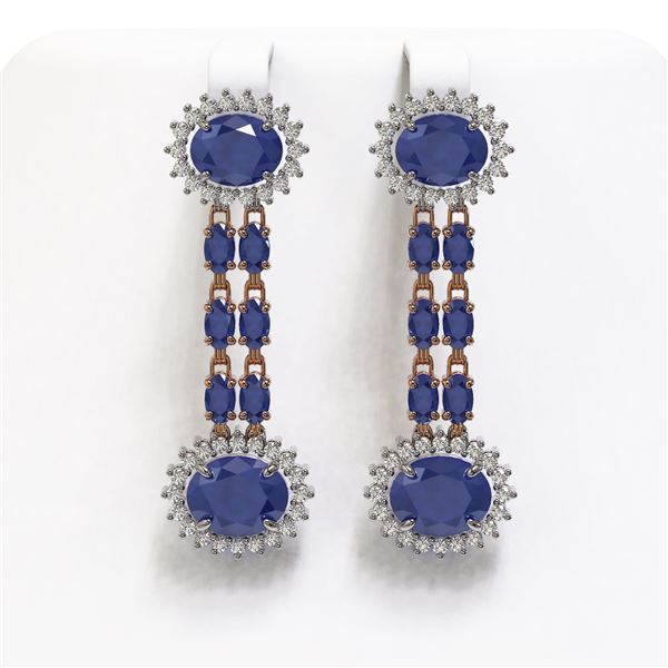 13.28 ctw Sapphire & Diamond Earrings 14K Rose Gold - REF-236M4G