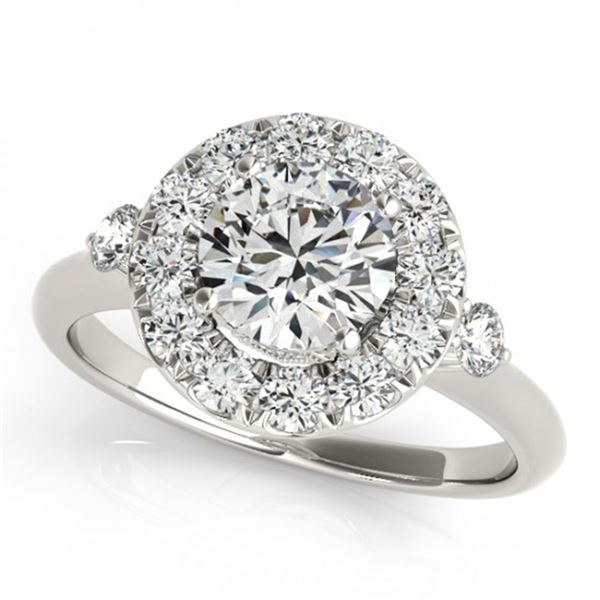1.5 ctw Certified VS/SI Diamond Halo Ring 18k White Gold - REF-303H3R