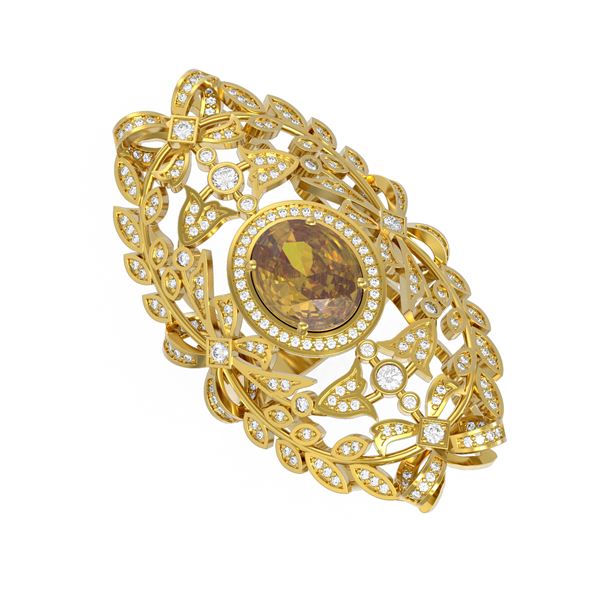 7.82 ctw Canary Citrine & Diamond Ring 18K Yellow Gold - REF-280G4W