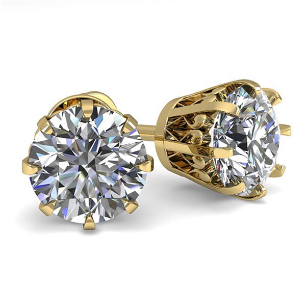 2.0 ctw VS/SI Diamond Stud Earrings Vintage 18k Yellow Gold - REF-466Y4X
