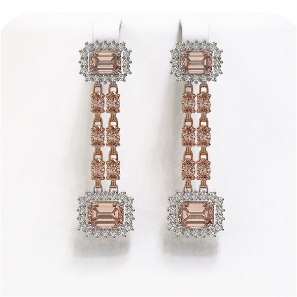 10.92 ctw Morganite & Diamond Earrings 14K Rose Gold - REF-290A5N