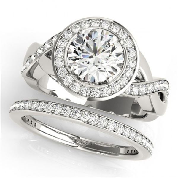 1.84 ctw Certified VS/SI Diamond 2pc Wedding Set Halo 14k White Gold - REF-193N6F