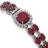 Image 2 : 19.85 ctw Ruby & Diamond Bracelet 14K White Gold - REF-245H5R