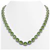 Image 1 : 48.14 ctw Peridot & Diamond Micro Pave Halo Necklace 10k White Gold - REF-756H5R