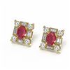 Image 3 : 3.83 ctw Ruby & Diamond Earrings 18K Yellow Gold - REF-178H2R
