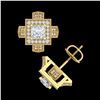 Image 3 : 1.73 ctw Princess VS/SI Diamond Micro Pave Stud Earrings 18k Yellow Gold - REF-254X5A