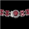Image 3 : 43.13 ctw Ruby & Diamond Necklace 14K White Gold - REF-527H3R