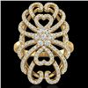 Image 2 : 2.25 ctw Micro Pave VS/SI Diamond Designer Ring 18k Yellow Gold - REF-191F3M