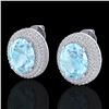 Image 1 : 8 ctw Aquamarine & Micro Pave VS/SI Diamond Earrings 18k White Gold - REF-204W9H