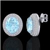 Image 2 : 8 ctw Aquamarine & Micro Pave VS/SI Diamond Earrings 18k White Gold - REF-204W9H