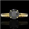 Image 1 : 2 ctw Black Diamond Designer Engagment Ring 18k Yellow Gold - REF-83Y6X