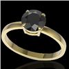 Image 2 : 2 ctw Black Diamond Designer Engagment Ring 18k Yellow Gold - REF-83Y6X