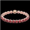 Image 2 : 40 ctw Pink Tourmaline & Micro Diamond Bracelet 14k Rose Gold - REF-476R5K