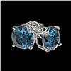 Image 3 : 1.57 ctw Certified Intense Blue Diamond Stud Earrings 10k White Gold - REF-104W3H