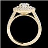 Image 2 : 2.25 ctw Certified Diamond Solitaire Halo Ring 10k Yellow Gold - REF-218F2M