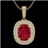 Image 1 : 3.15 ctw Ruby & Micro Pave VS/SI Diamond Necklace 18k Yellow Gold - REF-90K2Y