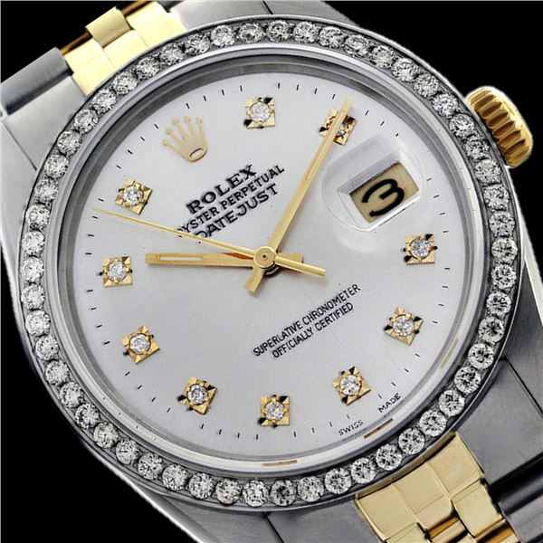 Rolex Ladies Two Tone 14K Gold/SS, Diamond Dial & Diamond Bezel, Sapphire Crystal