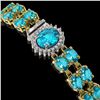 Image 2 : 17.78 ctw Swiss Topaz & Diamond Bracelet 14K Yellow Gold - REF-209X3A